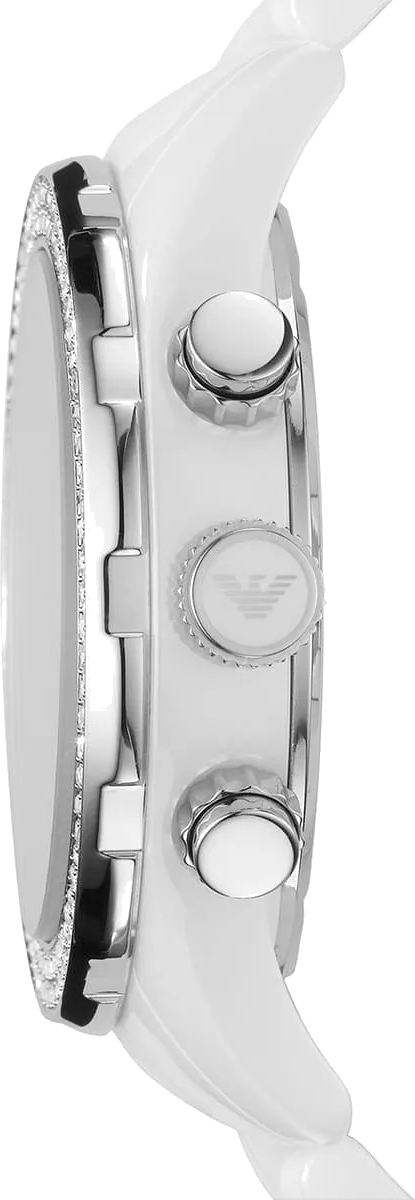 Détail du bracelet cuir noir de la montre Emporio Armani AR1456