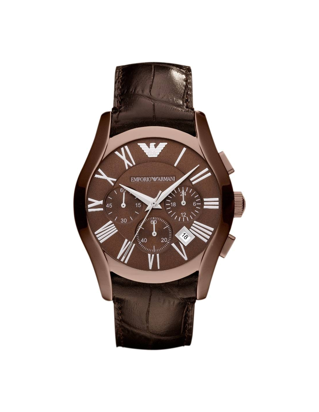 Montre Homme Emporio Armani AR1609 Cadran et Boîtier Brun Bracelet Cuir Marron