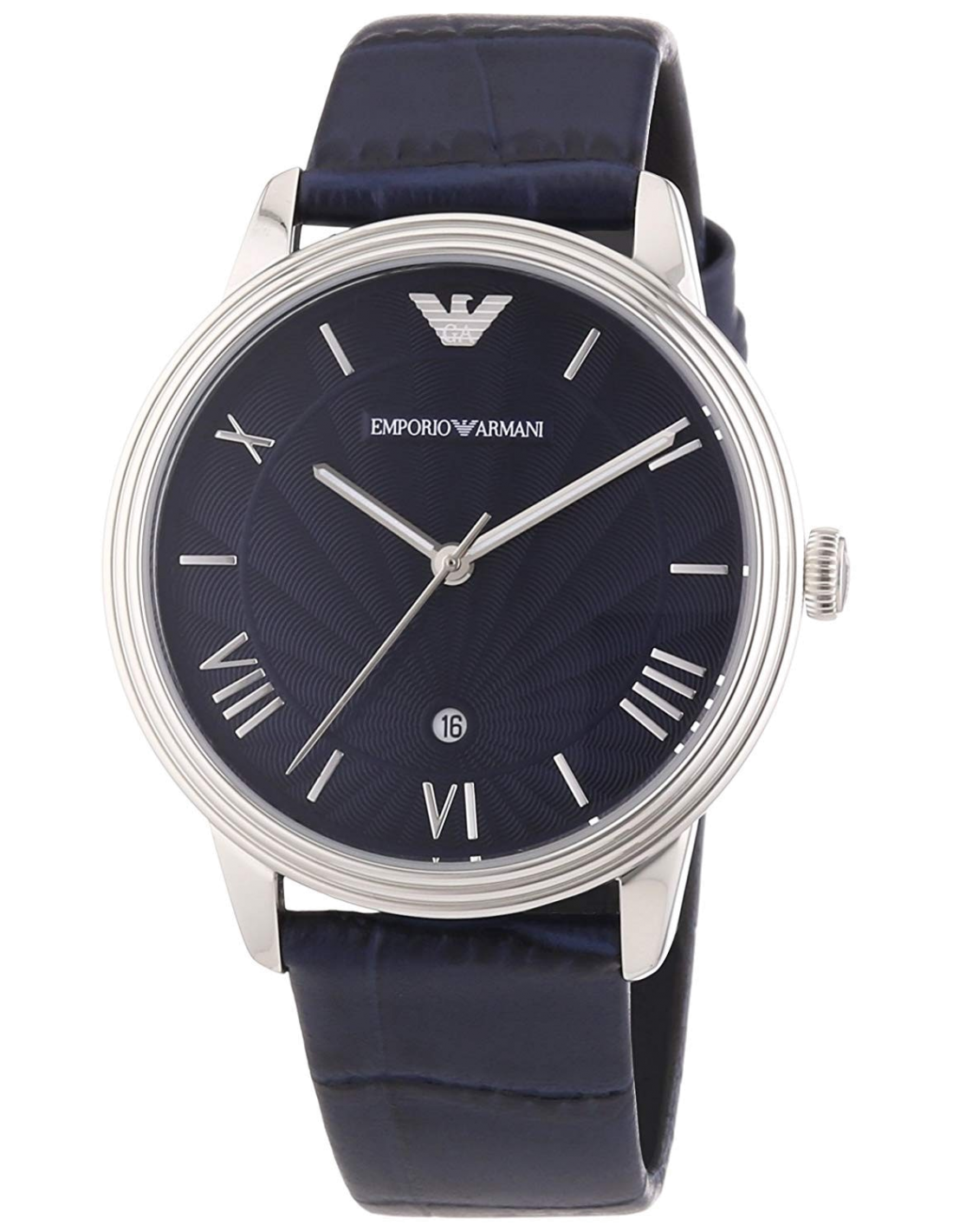 Montre Homme Emporio Armani AR1651 Cadran Bleu Bracelet Cuir Noir