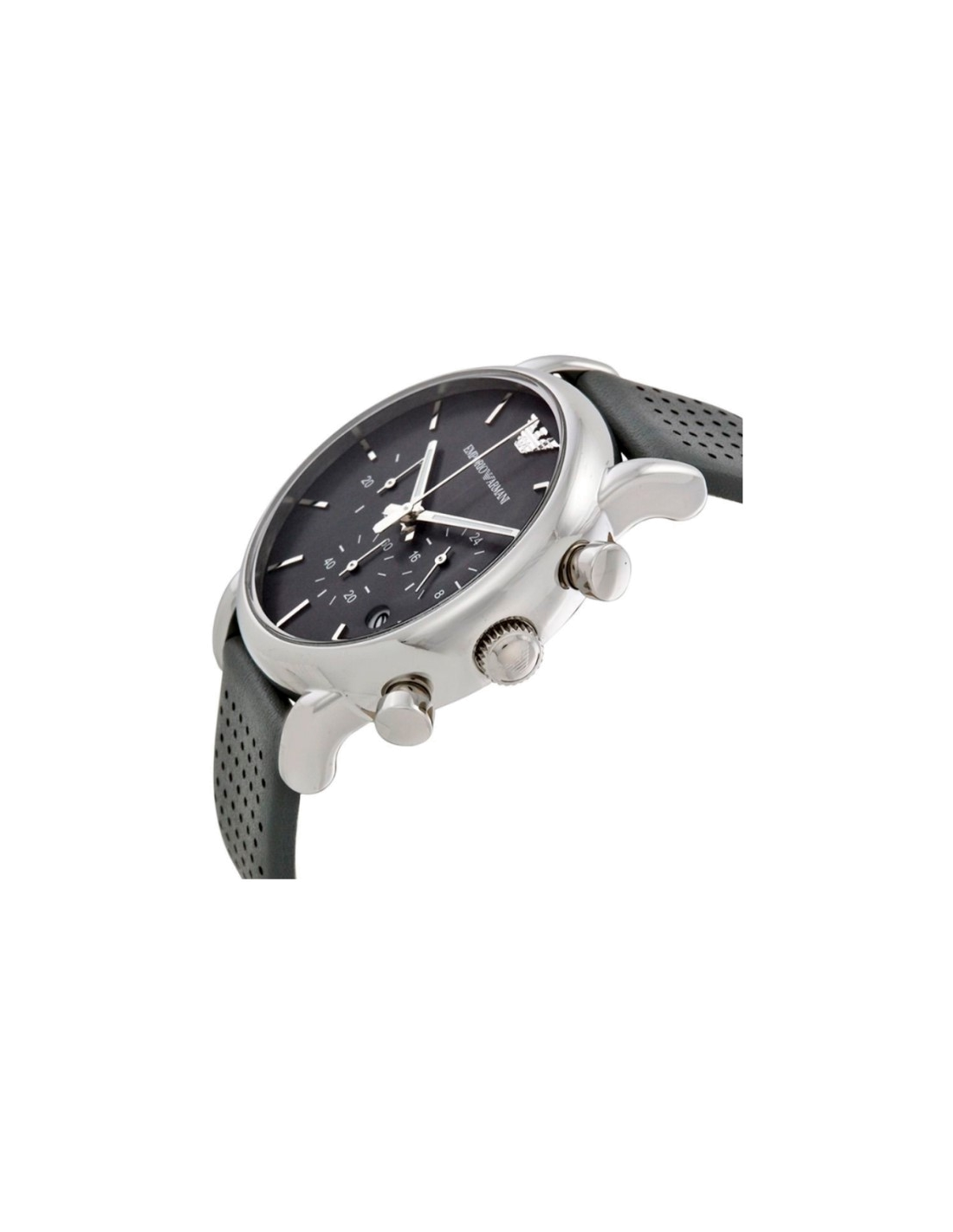 Montre Homme Emporio Armani Classic AR1735 Cadran Gris Bracelet Cuir Perforé Gris vue 2