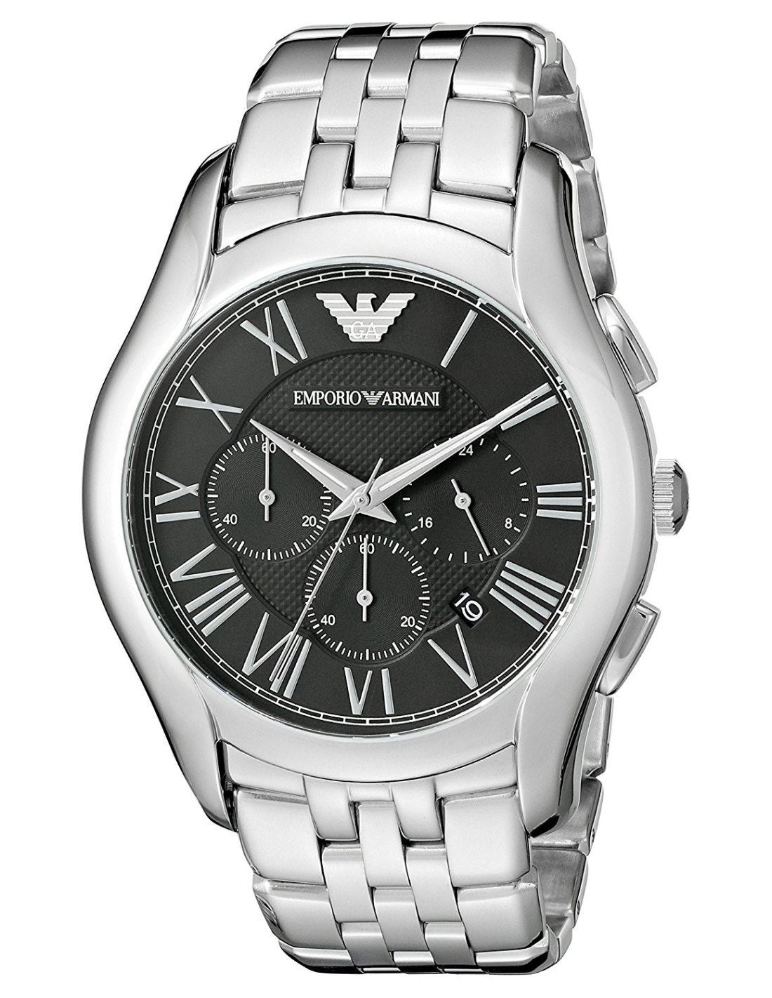 Montre Homme Emporio Armani Classic AR1786 - Cadran Noir, Boîtier et Bracelet Acier Argenté