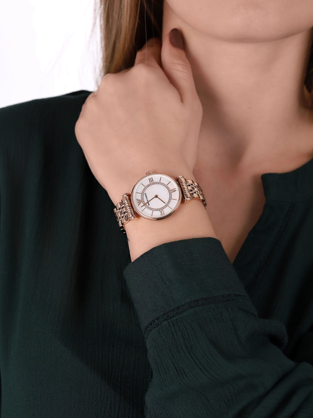 Montre Femme Emporio Armani AR1909 Acier Or Rose et Nacre vue 4