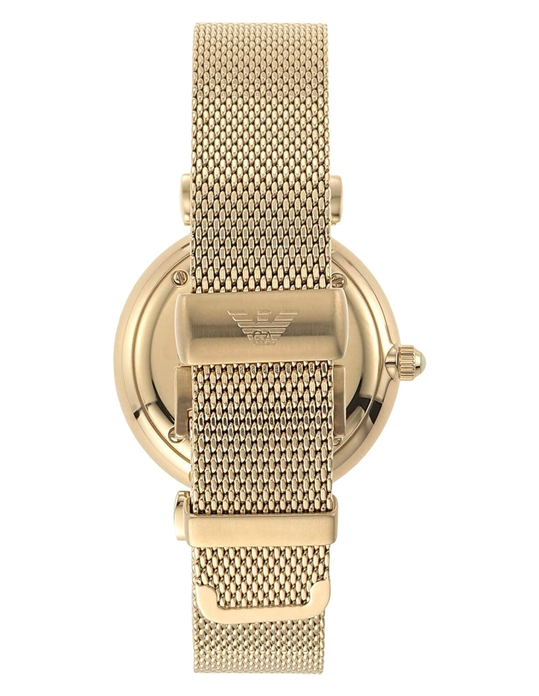 Montre Femme Emporio Armani AR1957 Cadran Argent Bracelet Maille Milanaise Doré vue 3