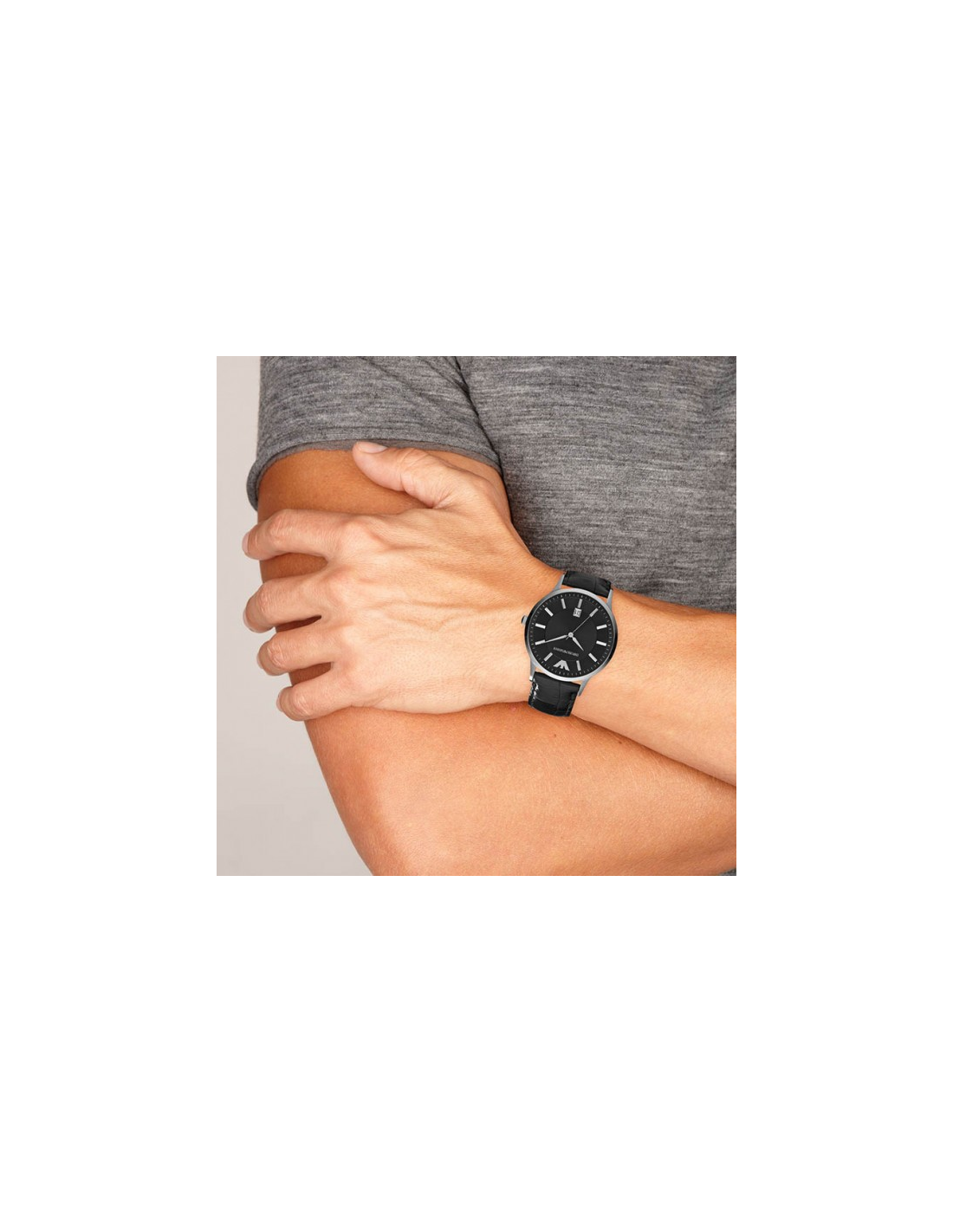 Montre Homme Emporio Armani AR2411 - Cadran Noir, Bracelet Cuir vue 2