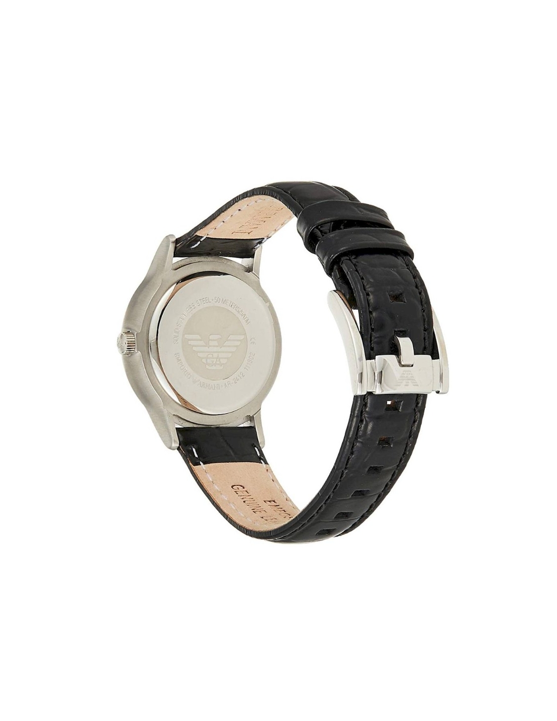 Montre Femme Emporio Armani AR2412 - Cadran et bracelet noir cuir verni vue 2