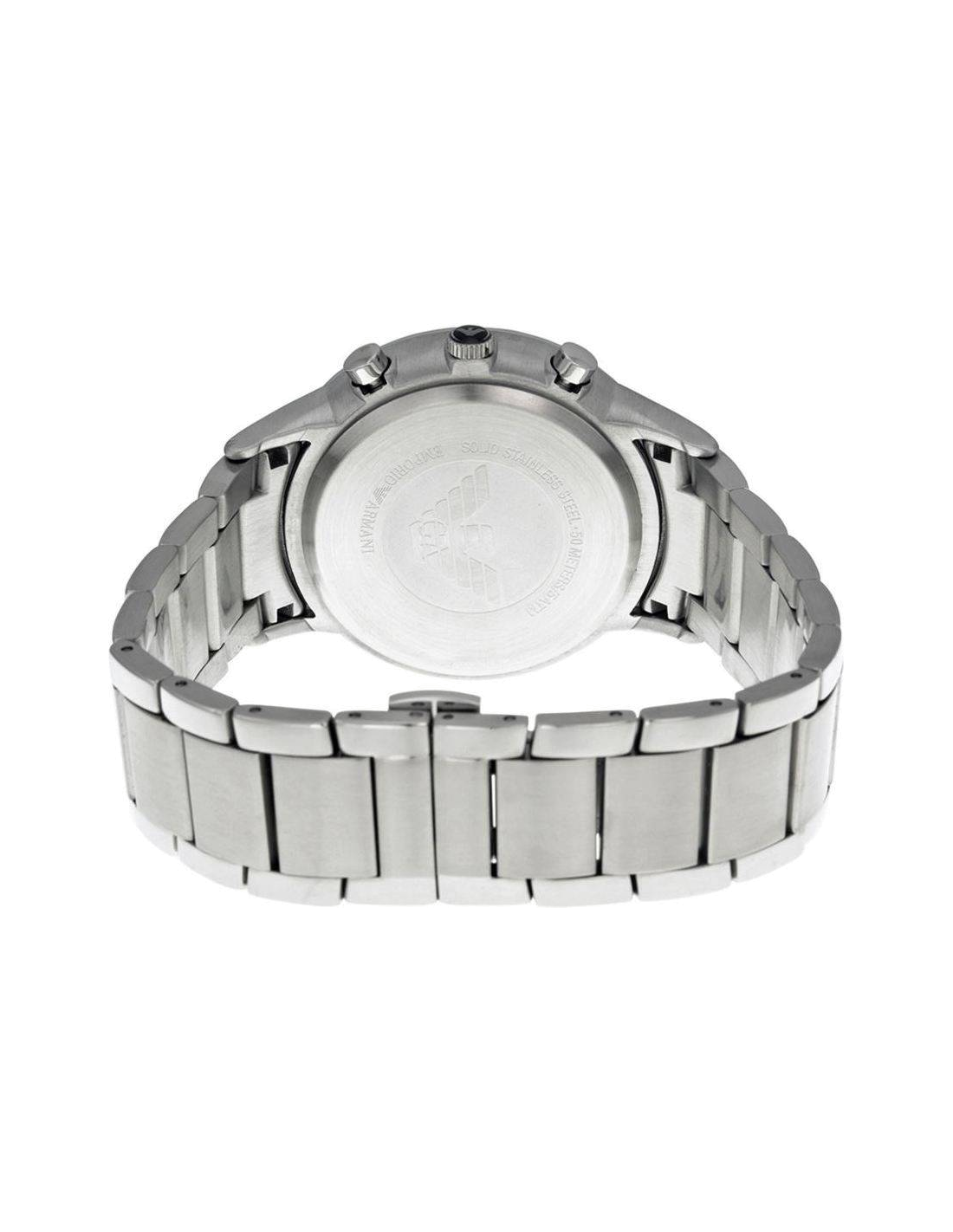 Montre Homme Emporio Armani AR2434 Chronographe Acier Argenté Cadran Noir vue 3