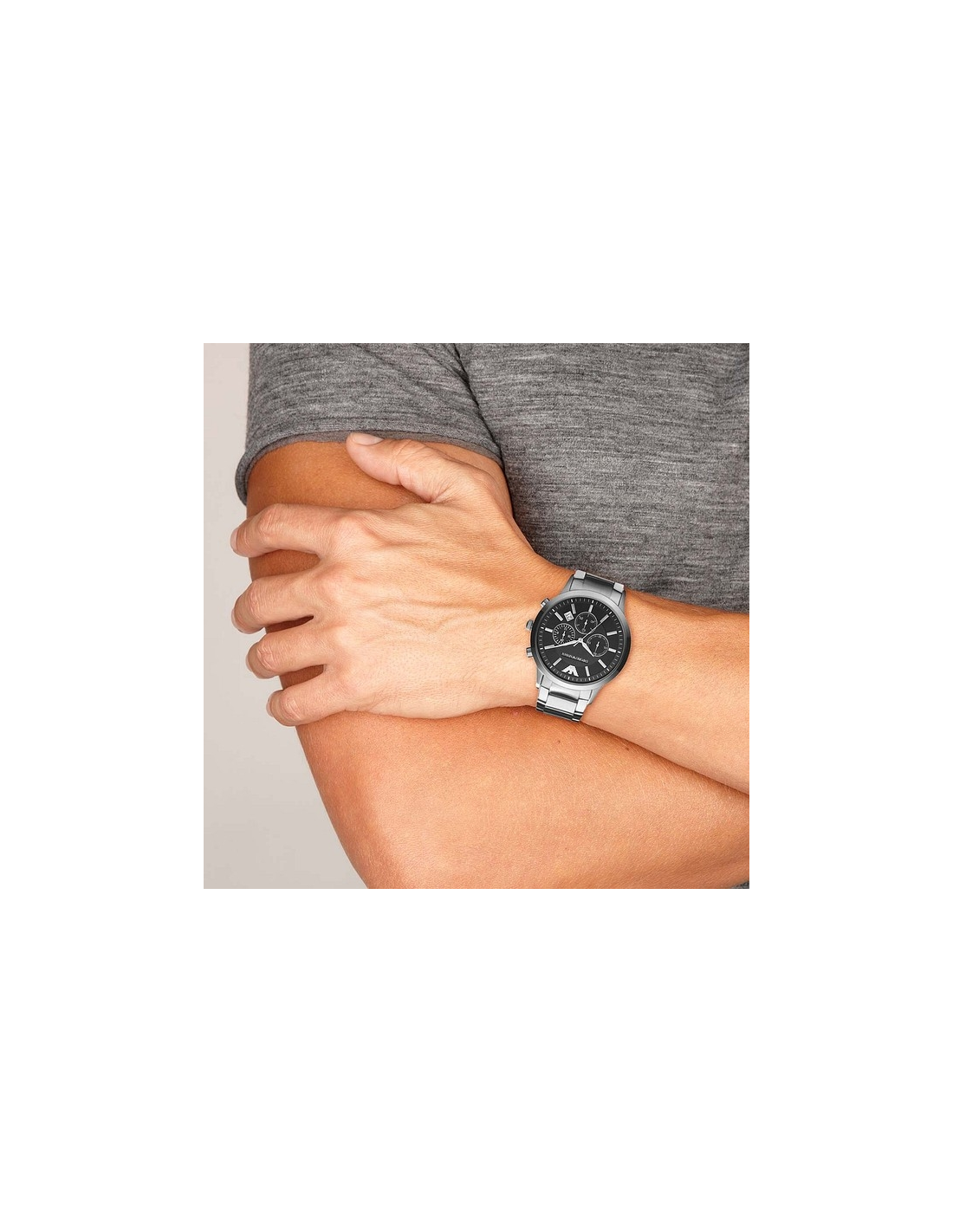 Montre Homme Emporio Armani AR2434 Chronographe Acier Argenté Cadran Noir vue 4