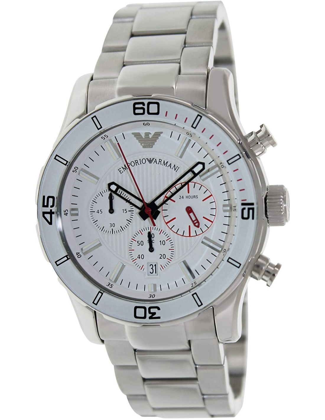 Montre Homme Emporio Armani Sportivo AR5932 en Acier Argenté à Cadran Blanc vue 2