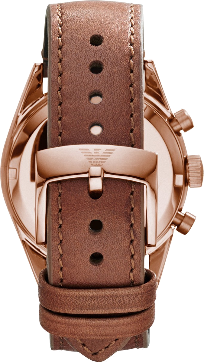 Montre Emporio Armani Sportivo AR5996 pour Femme, Cadran Nacre, Boîtier Or Rose, Bracelet Cuir Marron vue 2