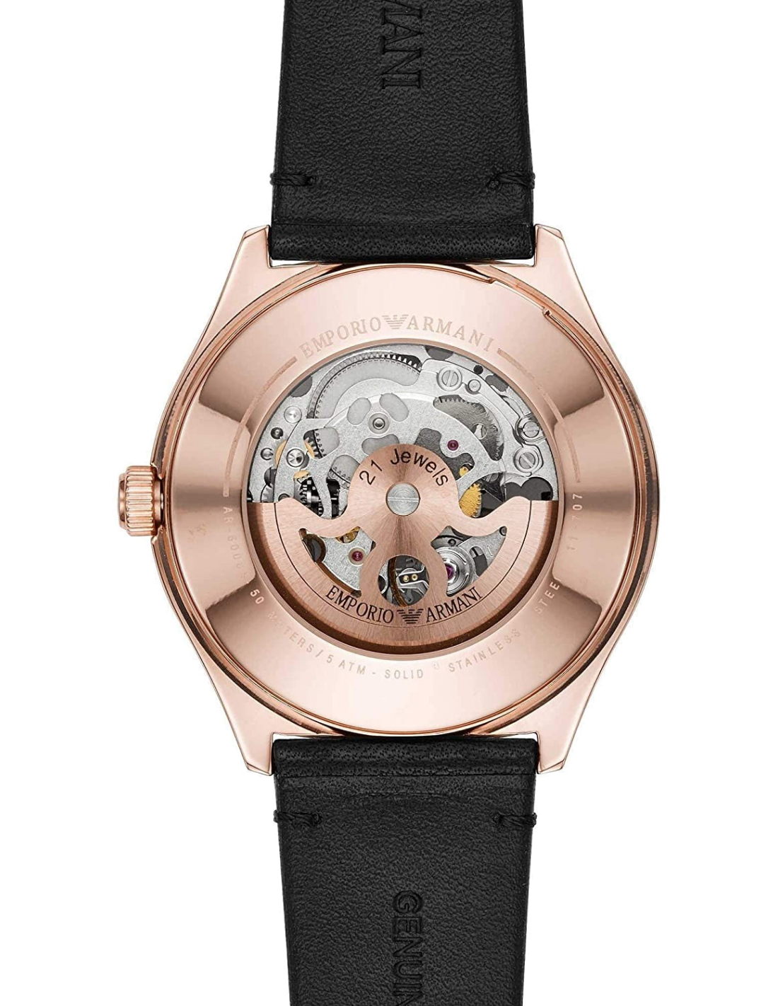 Montre Homme Emporio Armani Meccanico AR60004 Squelette, Boîtier Or Rose, Cadran Gris vue 2