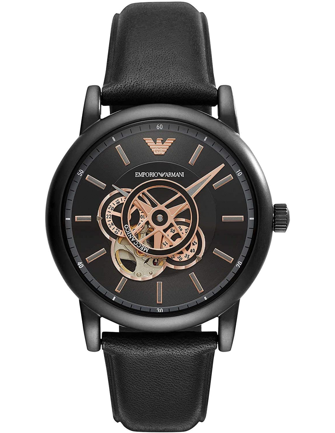 Montre Homme Emporio Armani Meccanico AR60012 Squelette Automatique Cadran Noir