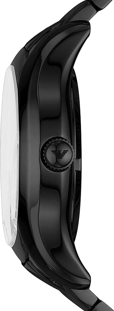 Montre Homme Emporio Armani Meccanico AR60014, boîtier et bracelet acier noir, mouvement automatique apparent vue 2