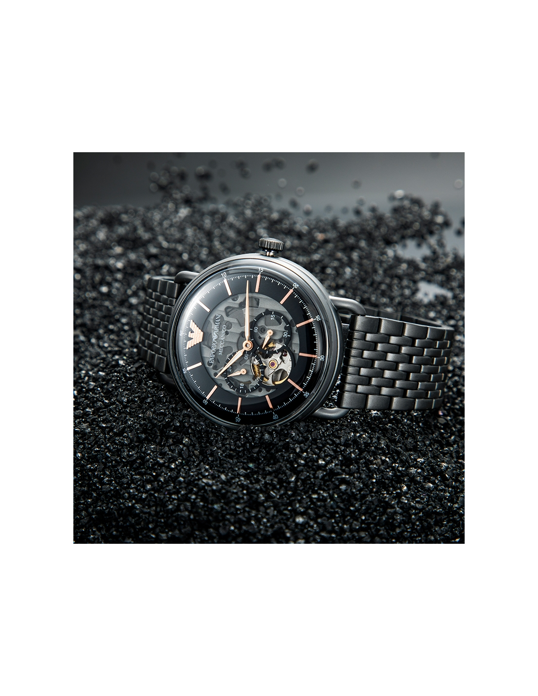 Montre Homme Emporio Armani AR60025 Automatique Squelette Acier Noir vue 4