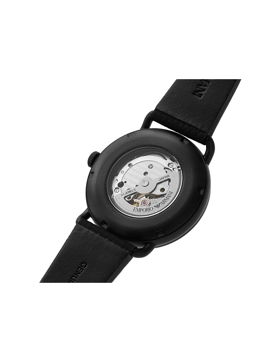 Montre Homme Emporio Armani AR60028 - Cadran Squelette Noir, Bracelet Cuir Noir vue 3