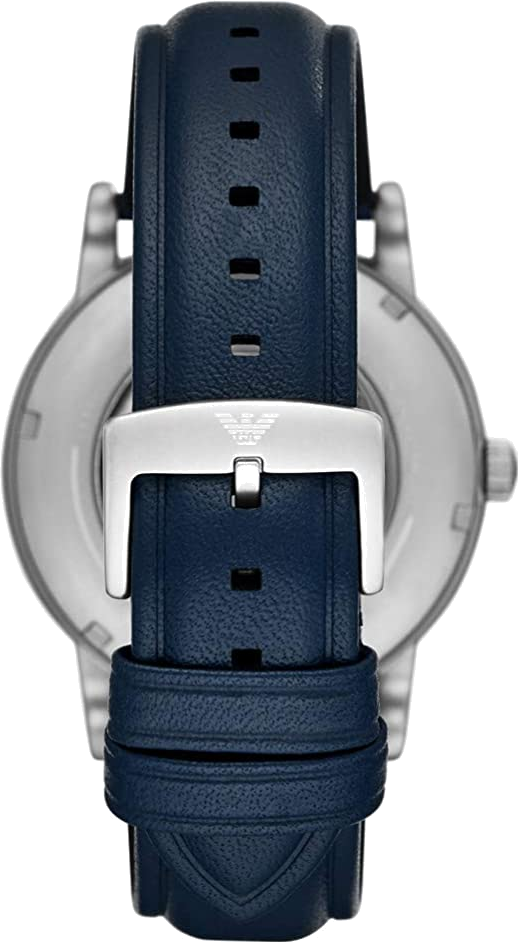 Montre Homme Emporio Armani Meccanico AR60030 - Cadran squelette bleu, boîtier gris, bracelet cuir vue 3