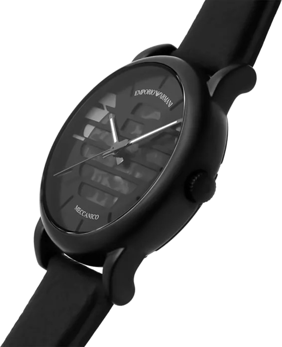 Montre Homme Emporio Armani Meccanico AR60032 - Cadran squelette noir, bracelet cuir noir vue 3