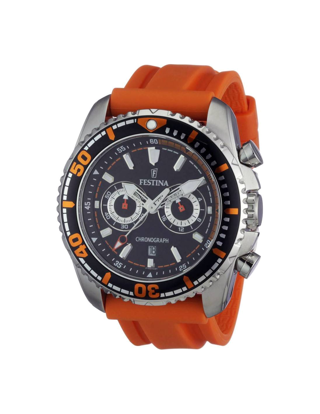 Montre Homme Festina Chrono Bike F16574/2 - Cadran Noir, Bracelet Orange