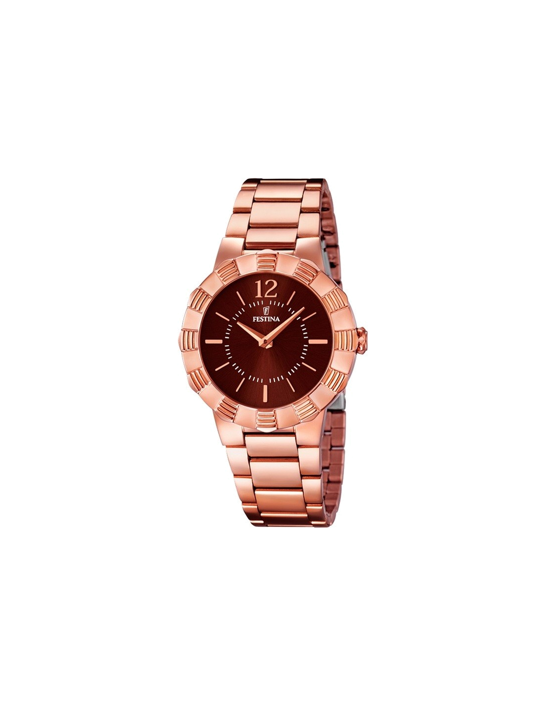 Montre Festina F16733/2 pour Femme - Cadran Marron et Boîtier Acier Or Rose
