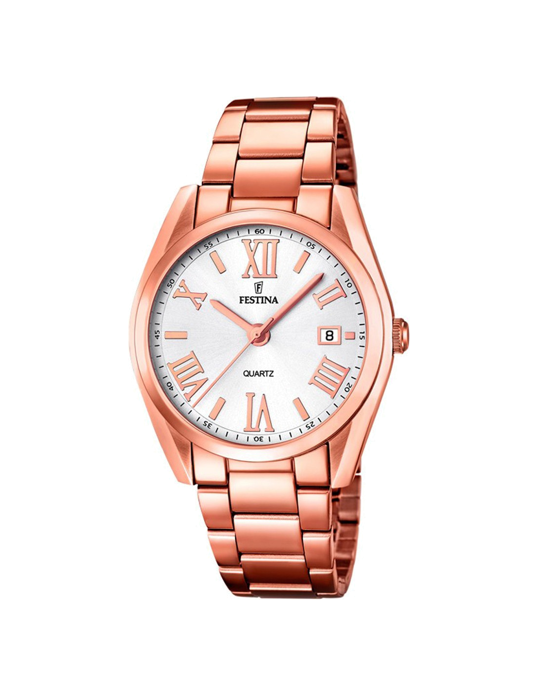 Montre Femme Festina Boyfriend F16793/1 Cadran Blanc Bracelet Or Rose