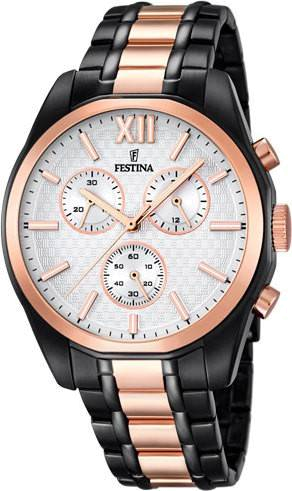Montre Homme Festina F16856/1 en Acier Or Rose et Noir