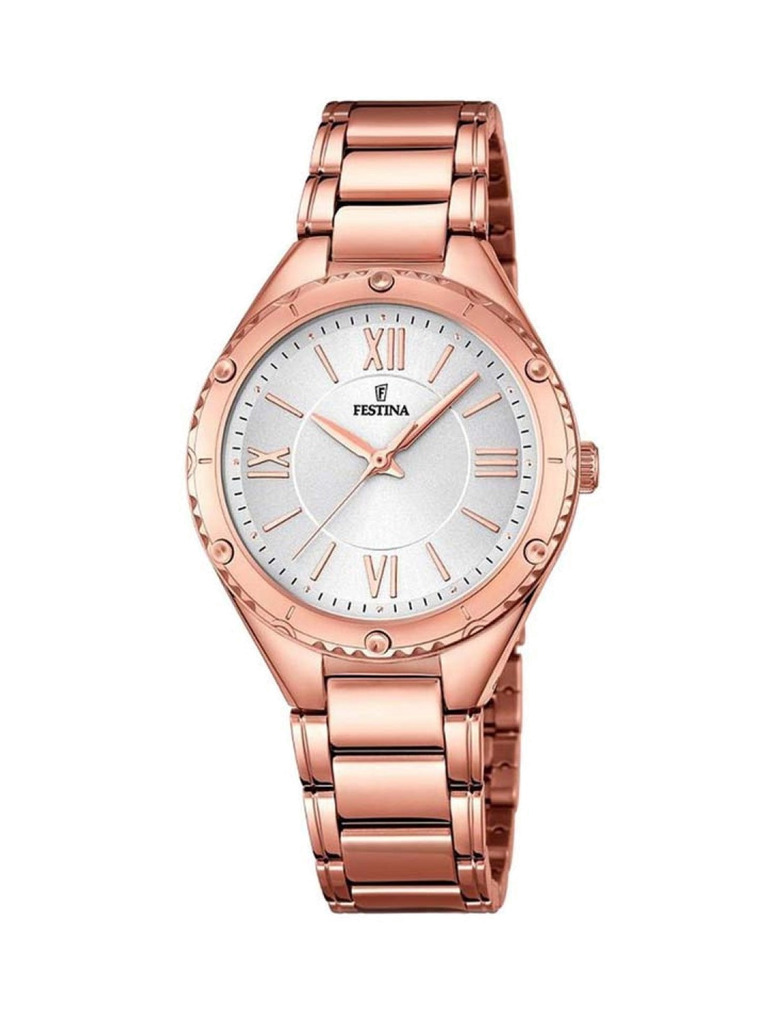 Montre Festina F16922/1 pour Femme, Cadran Blanc et Bracelet Acier Or Rose