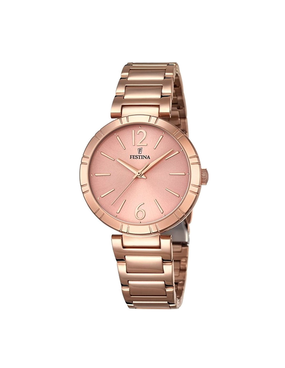 Montre Femme Festina Mademoiselle F16939/1 - Cadran Fuchsia, Boîtier et Bracelet Or Rose et Acier