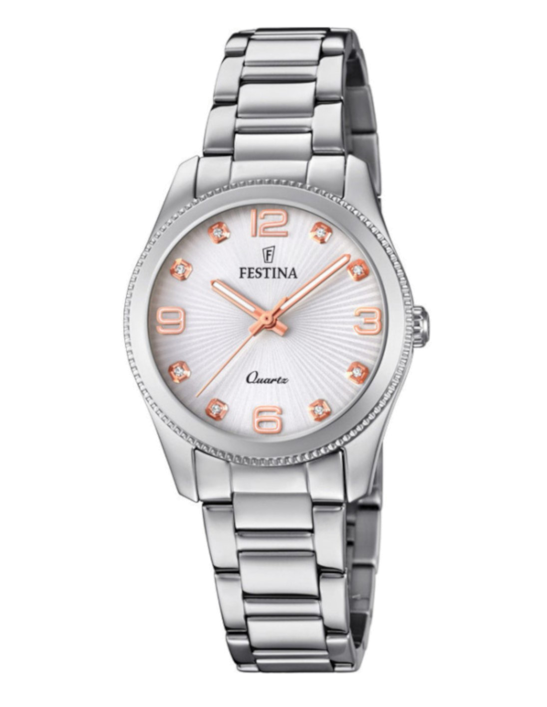Montre Femme Festina F20208/1 Boyfriend - Boîtier et Bracelet Acier Argenté, Cadran Blanc
