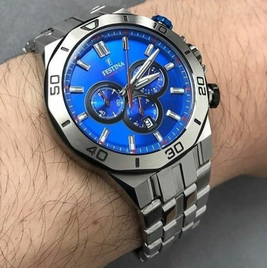 Montre Homme Festina F20448/2 Chronographe Sport Acier Cadran Bleu vue 3