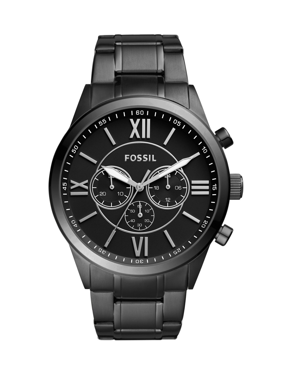 Montre Homme Fossil Flynn BQ1127IE - Boîtier Acier Noir, Bracelet Cuir