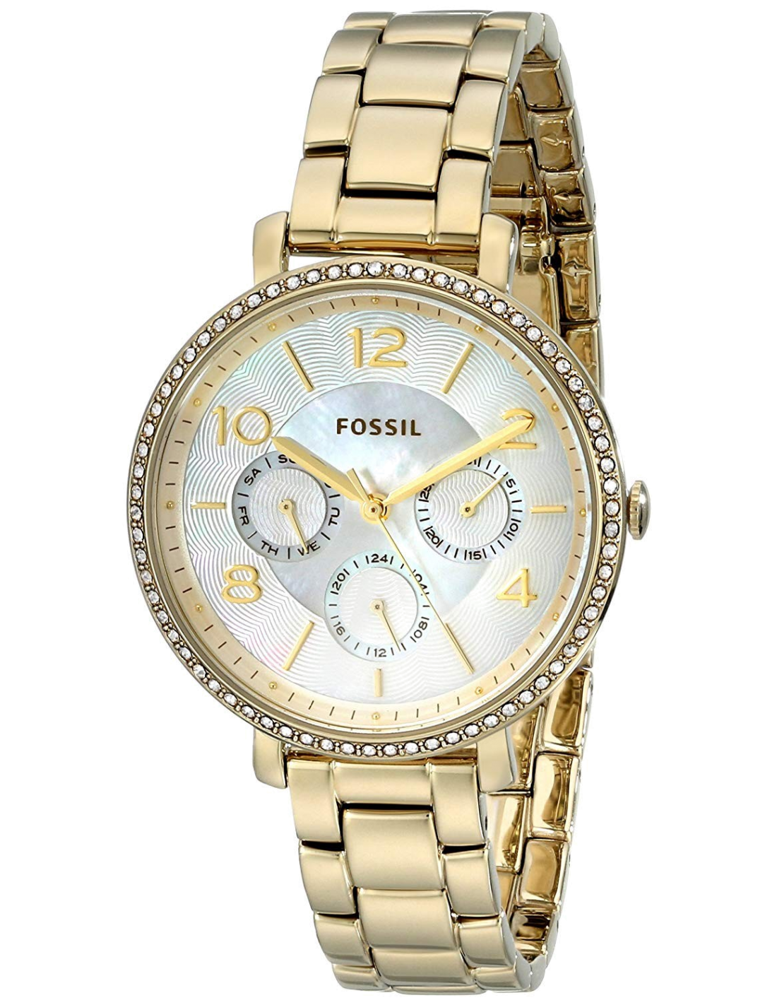 Montre Femme Fossil Jacqueline ES3756 en Or, Cadran Nacré et Lunette à Cristaux
