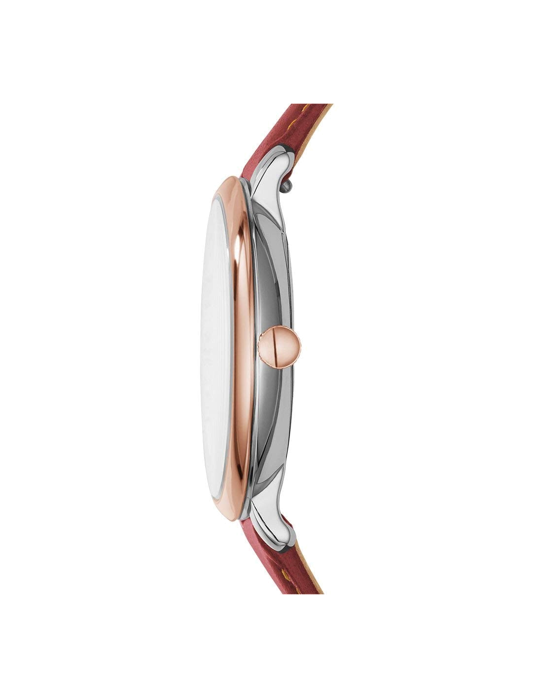 Montre Femme Fossil ES3842 - Cadran Argent, Boîtier Or Rose, Bracelet Cuir Marron Fin vue 2