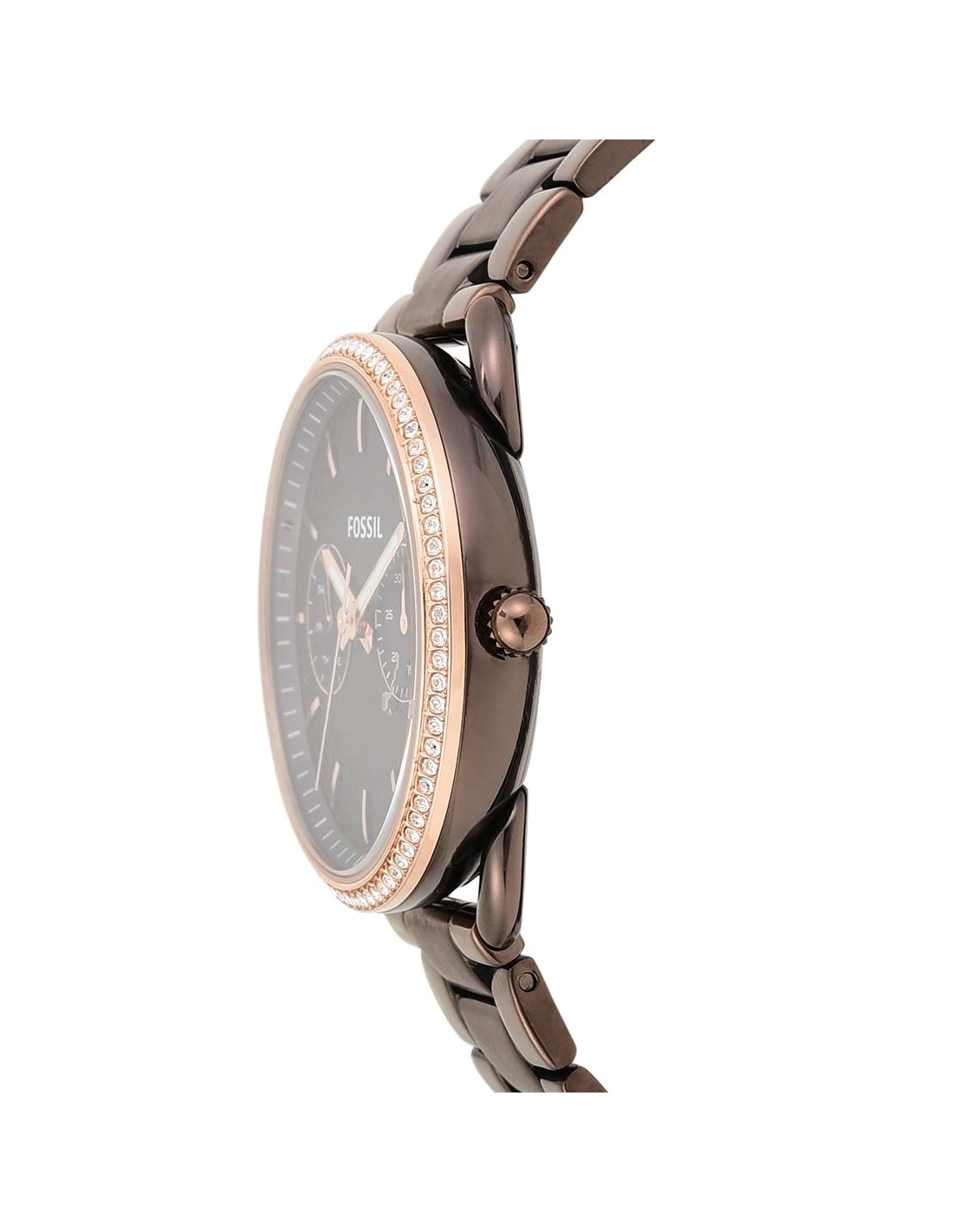 Montre Fossil ES4258 pour Femme, Cadran et Bracelet Acier Inoxydable Brun avec Brillants vue 2