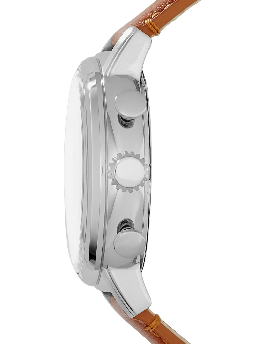 Montre Homme Fossil FS5117 en acier argenté avec cadran beige et bracelet cuir marron