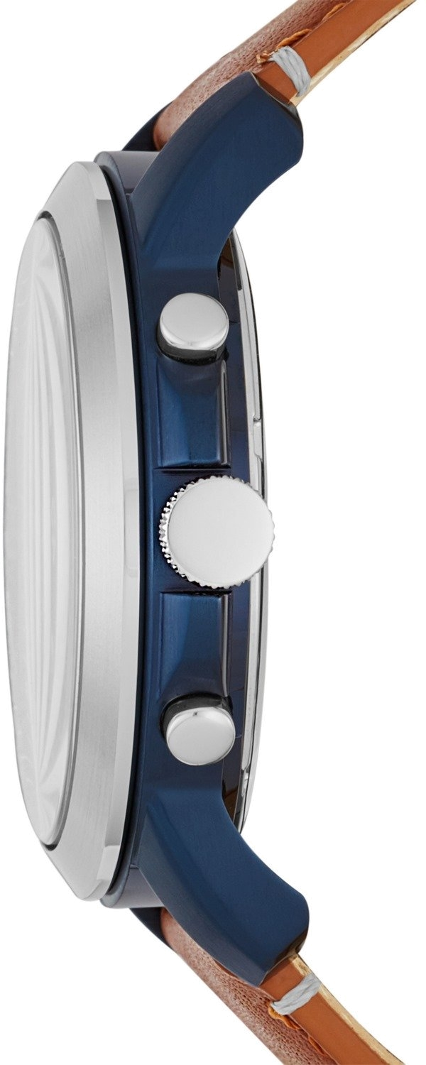 Montre Homme Fossil Grant FS5151, Cadran Bleu, Bracelet Cuir Marron vue 3