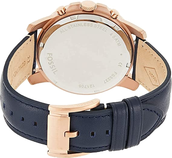 Montre Homme Fossil Grant FS5237 Chronographe Cadran Bleu Bracelet Cuir vue 3