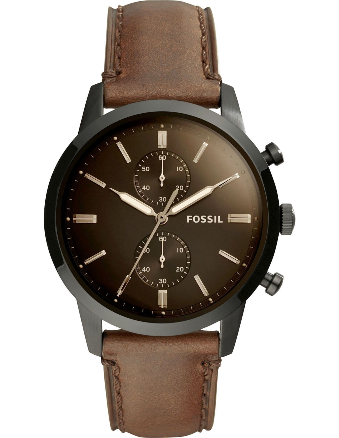 Montre Homme Fossil Townsman FS5437 Cadran Marron Bracelet Cuir
