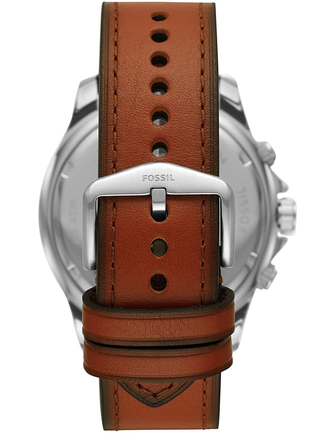 Montre Homme Fossil Dillinger FS5675 - Cadran Bleu, Boîtier Noir, Bracelet Cuir Marron vue 2