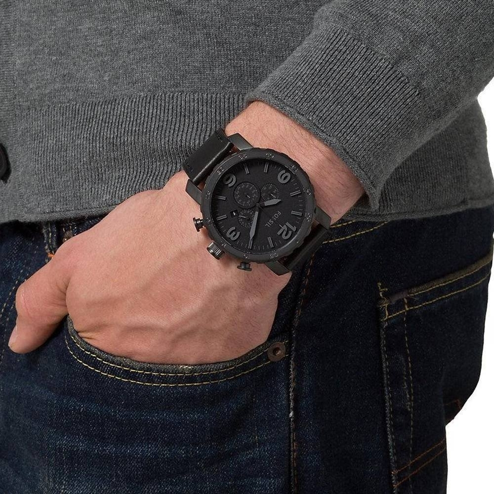 Montre Homme Fossil Nate JR1354 Chronographe Noir Gun Metal vue 4