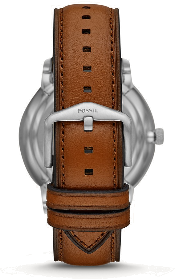 Montre Homme Fossil Neutra Automatic ME3160 - Cadran Bleu, Bracelet Cuir Marron vue 2