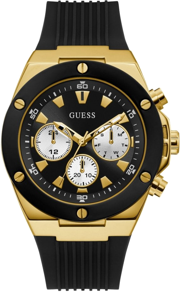 Montre Guess Poseidon GW0057G1 pour Homme - Cadran et bracelet noir multifonction