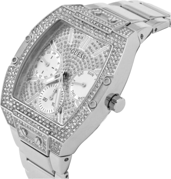 Montre Guess Phoenix GW0104L1 argentée pavée de cristaux vue 2