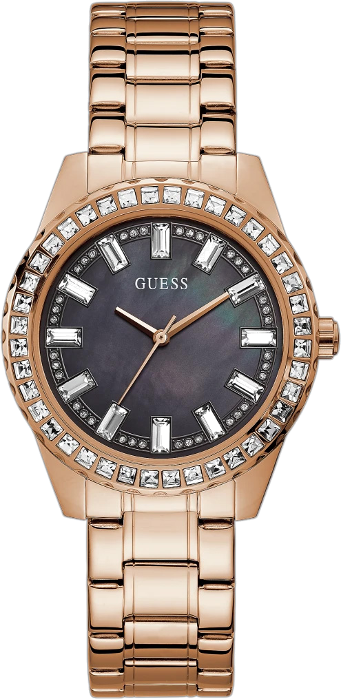 Montre Guess Femme GW0111L3 Acier Inoxydable Or Rose, Cadran Nacre Noire