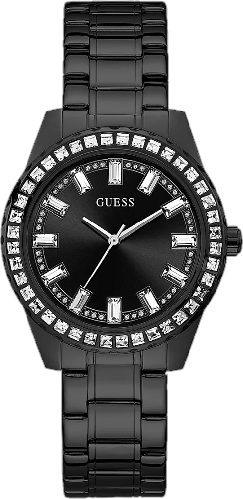Montre Guess Sparkler GW0111L4 pour Femme, Boîtier et Bracelet Acier Noir avec Strass