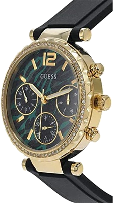 Montre Guess Femme GW0113L1 - Cadran Vert Imprimé, Bracelet Silicone Noir vue 2