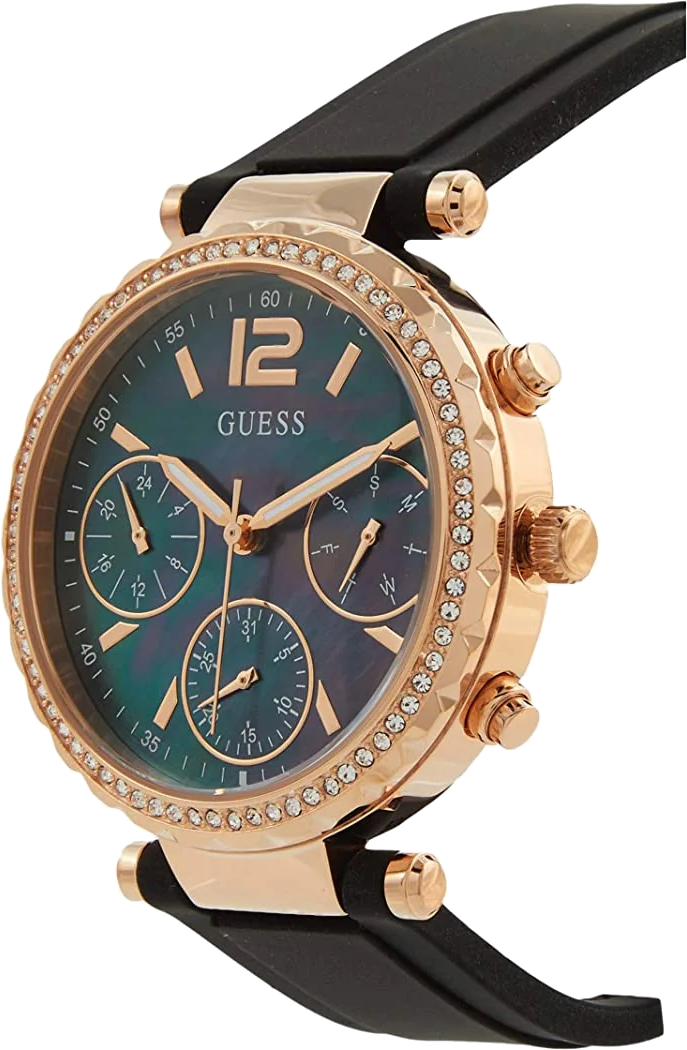 Montre Femme Guess GW0113L2 Cadran Nacre et Bracelet Silicone Noir vue 2