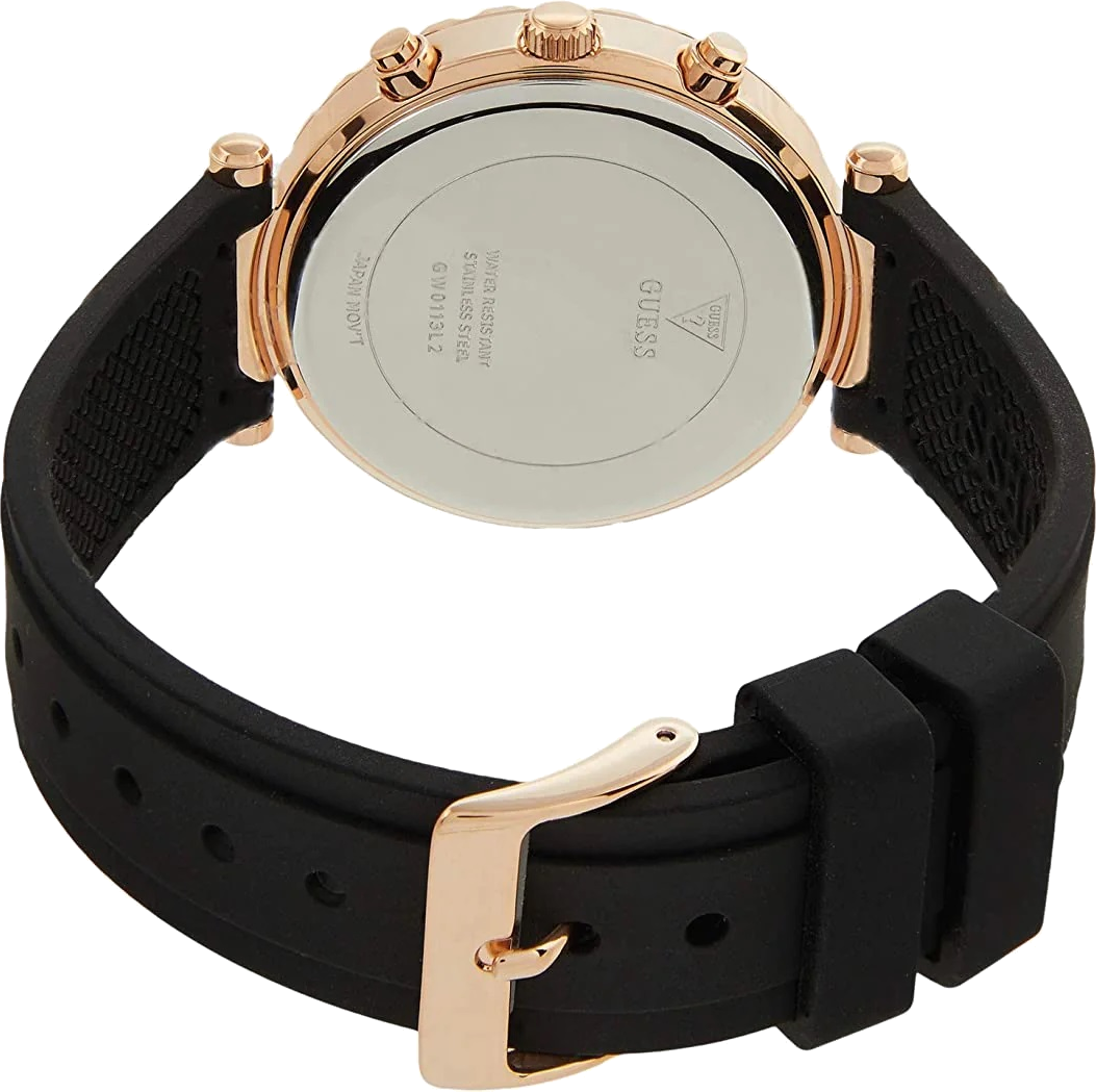 Montre Femme Guess GW0113L2 Cadran Nacre et Bracelet Silicone Noir vue 3