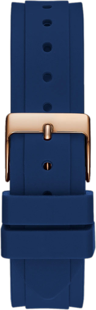 Montre Femme Guess Solstice GW0113L3 - Boîtier Or Rose, Cadran Argent, Bracelet Silicone Bleu vue 3