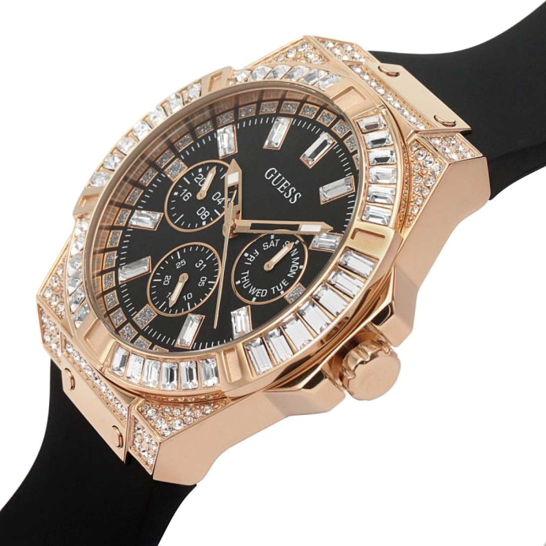 Montre Guess GW0118L2 pour Femme - Cadran et bracelet silicone noir vue 2