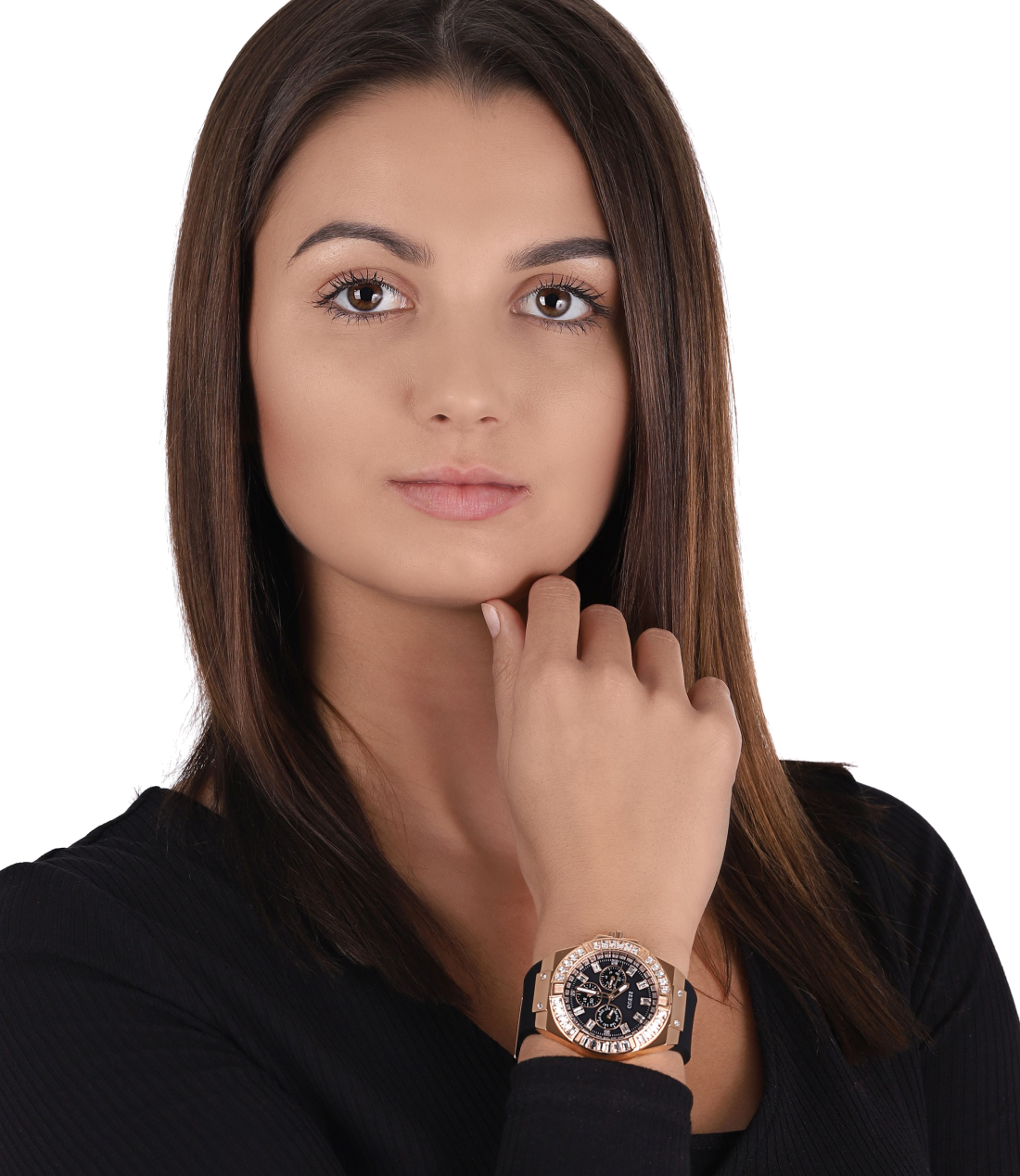 Montre Guess GW0118L2 pour Femme - Cadran et bracelet silicone noir vue 4