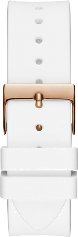 Montre Femme Guess Venus GW0118L4 en Acier Or Rose et Silicone Blanc avec Cadran à Cristaux vue 3